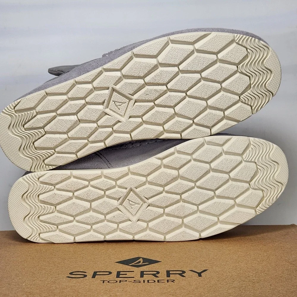 Sperry Mocsider Bootie Women Size 7.5 Grey Puffy Nylon Suede Winter Boots